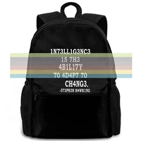 intelligence is the ability to adapt to change women men backpack laptop travel school adult student