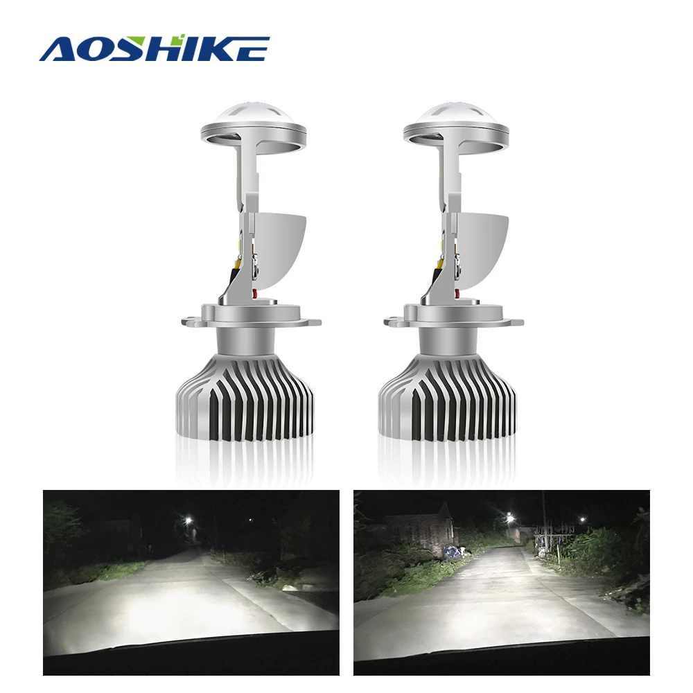 AOSHIKE 60 Вт 12 в 24 В Автомобильный светодиодный мини объектив H4 6000K IP67 сменная