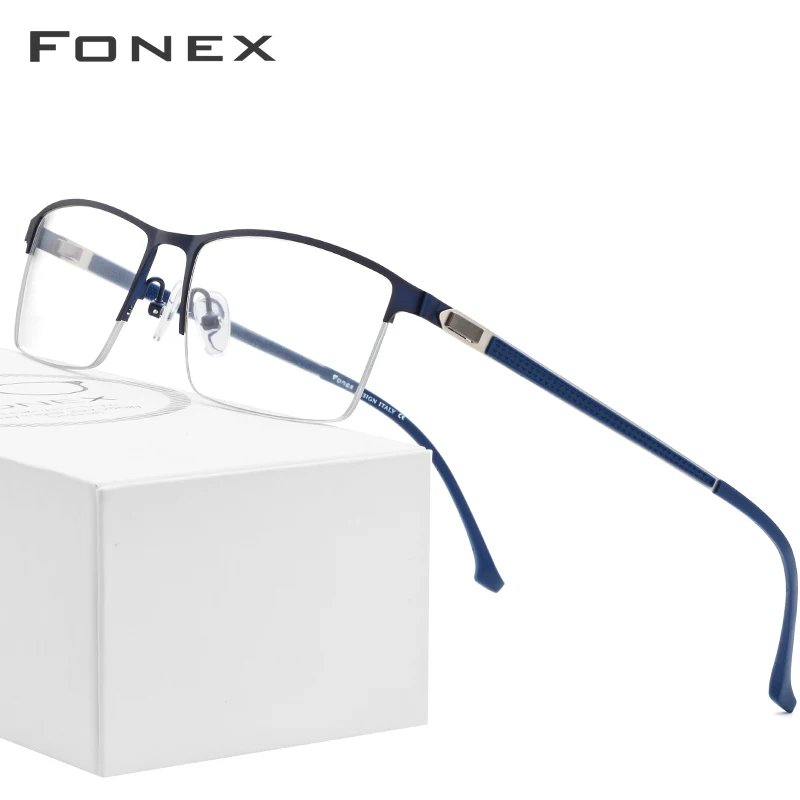 FONEX, сплав, оправа для очков, для мужчин, новинка, мужской квадратный светильник, очки по рецепту, полублизорукость, оптические оправы, Безвинтовые очки 9843