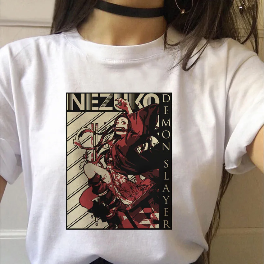

2021 90s Japanese Anime Female T-shirt Funny Hot Demon Slayer Tshirt Graphic TopStreetwear Punk Kimetsu No Yaiba T-shirt