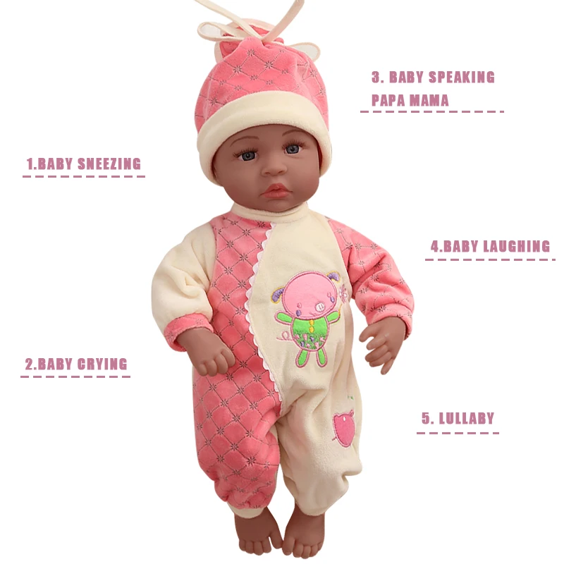 Кукла реборн 45 см с черным плачом Интерактивная детская кукла в африканском