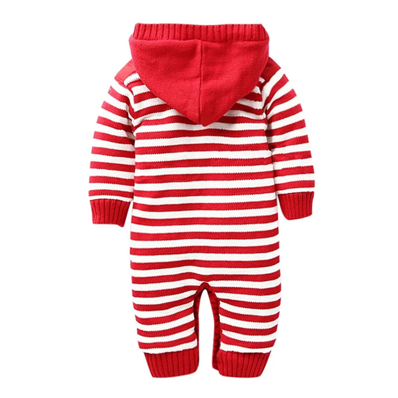 

Newborn Hooded Knitting Romper Infant Boys Girls Striped Winter Thicken Warm Long Sleeve Jumpsuit Fashion Baby Clothes 0-18M A20
