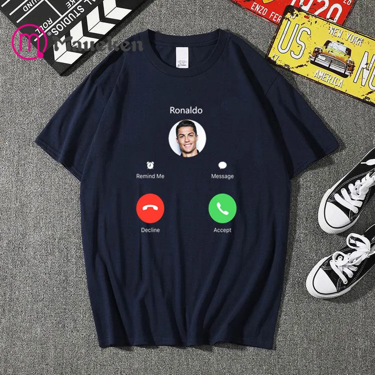 Забавная Мужская футболка cr7 с Криштиану Роналду В звонках 2020 хлопок коротким