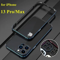 luxury ultra thin aluminum bumper case for apple iphone 13 pro max case with camera protection 2 film 1 front 1 rear