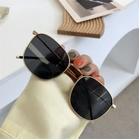 fashion 90s sunglasses vintage brand deisgner square metal sun glasses women men retro black glasses shades uv400
