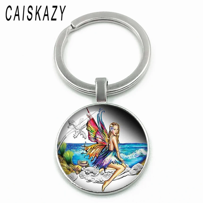 Крылья феи на Луне стеклянный купол для ключа Держатель красивая бабочка ангел с