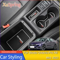 door groove mat anti slip cup pad interior decorative accessory styling gate slot cushion for skoda octavia pro a8 2021