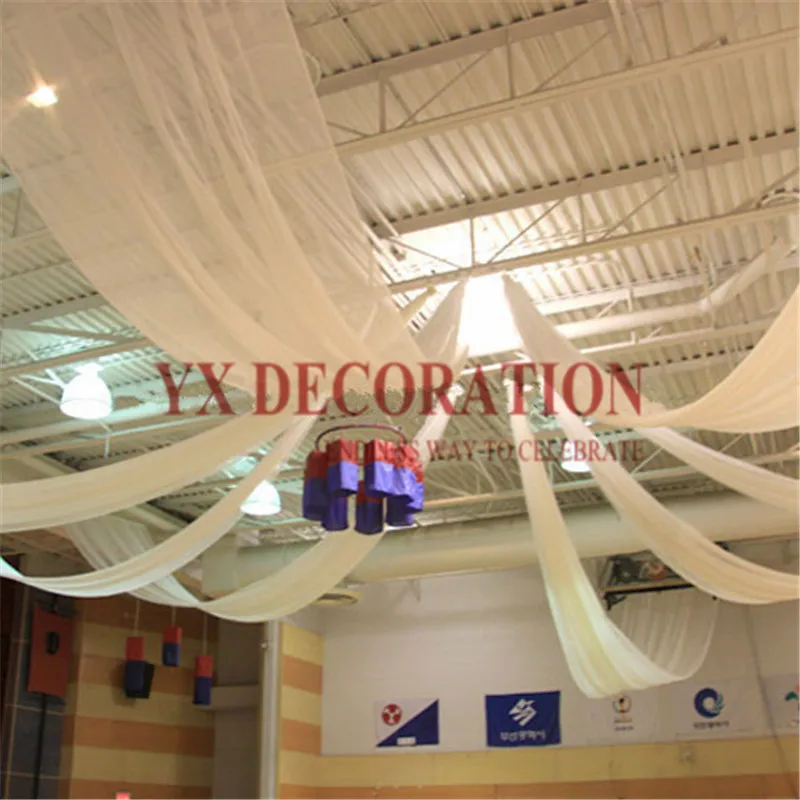 Оптовая цена 16 шт 145 см ширина драпировка для потолка ледяной шелк крыша ткань