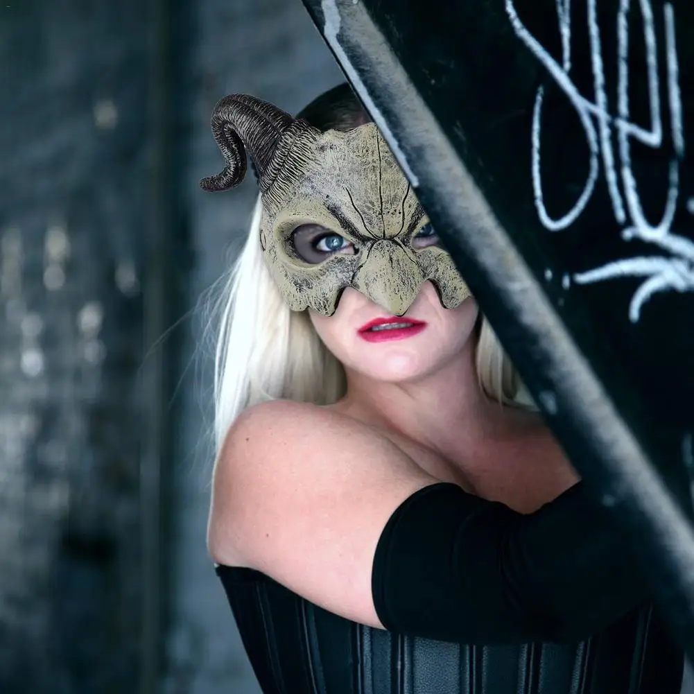 Маска для хеллоуина и карнавала вечерние ПУ пена Половина лица Рог Дьявол маска