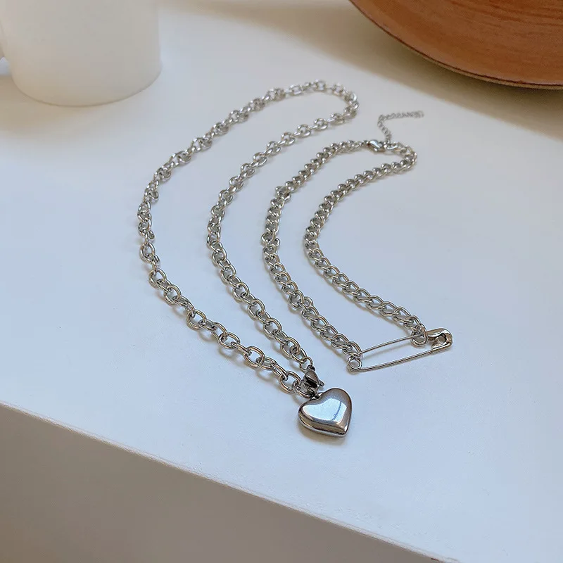 Двухслойное женское ожерелье Love из титановой стали цепочка до ключиц аксессуары