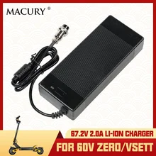 Universal GX16 3-Pin 67.2V 2A AC/DC Li-ion Battery Charger for 60V Model of ZERO 10X VSETT 10+ Kaabo Electric Scooter EU US AUS