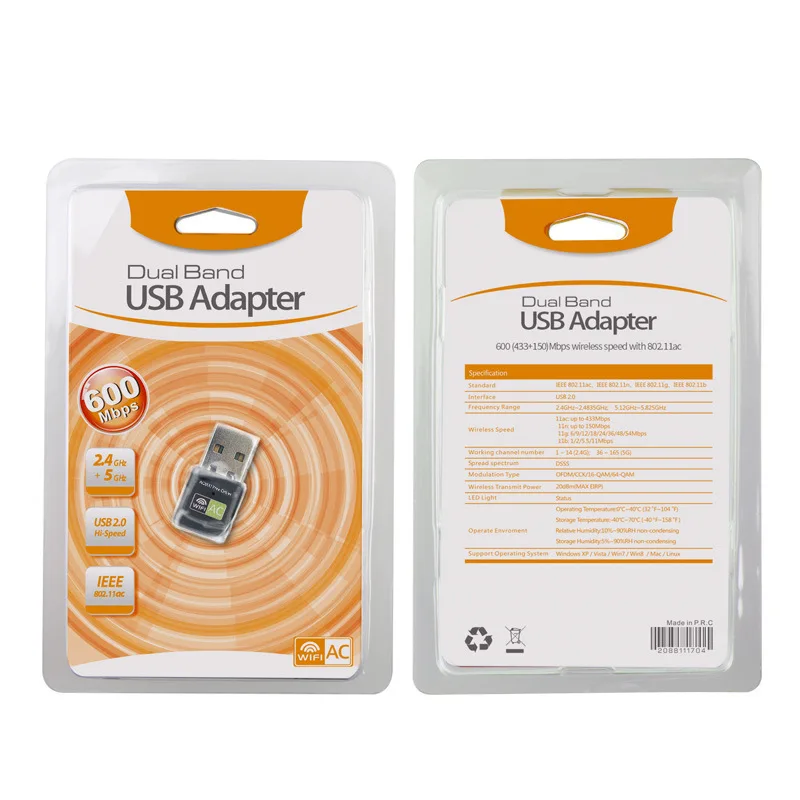 Беспроводной usb-адаптер CHANEVE 802.11ac 600 Мбит/с двухдиапазонный драйвер Wi-Fi ключ 2 4 ГГц