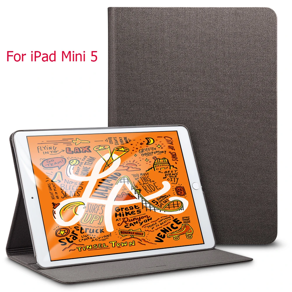 Чехол ESR для ipad mini 5 /ipad mini 4, оксфордская ткань из искусственной кожи, умный чехол-книжка с подставкой, повседневный Стильный чехол для ipad mini 5 - Цвет: Gray ink