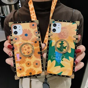 blu ray sunflower phone case for iphone 12mini 11 pro x xs max xr 7 8 plus se 2020 trend portable lanyard stand new free global shipping