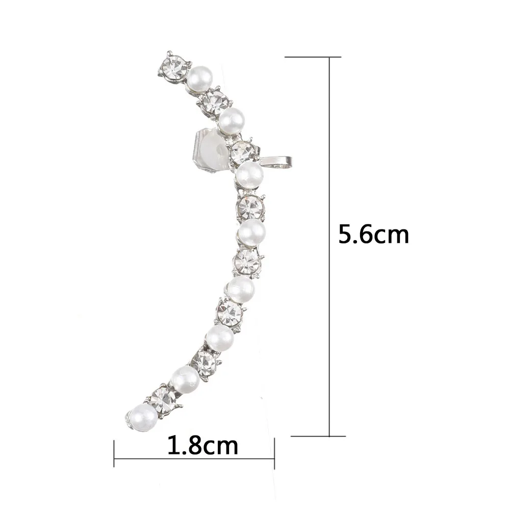 Модные серьги инкрустированные кристаллами с имитацией жемчуга манжеты