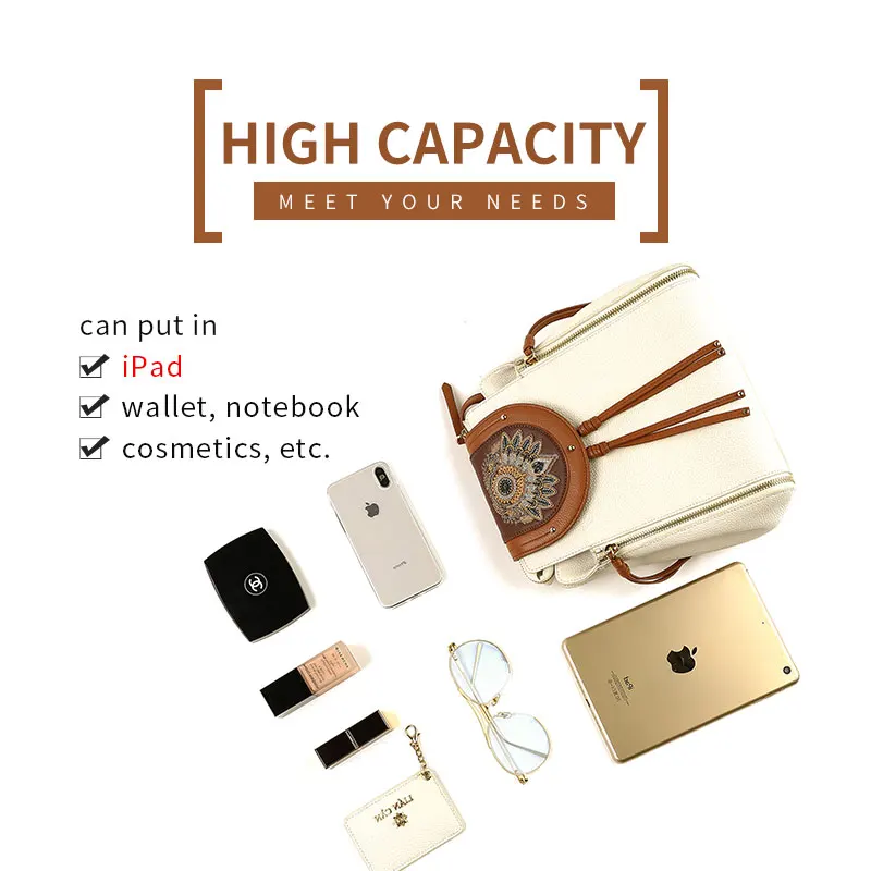 LIAN CAN рюкзак из натуральной кожи Ловец снов рюкзаки с вышивкой Национальный стиль