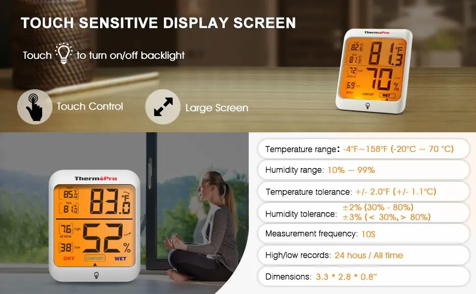 Thermopro TP53 Термометры и гигрометры влажность Цифровая метеостанция комнатный термометр с подсветкой ЖК-дисплей