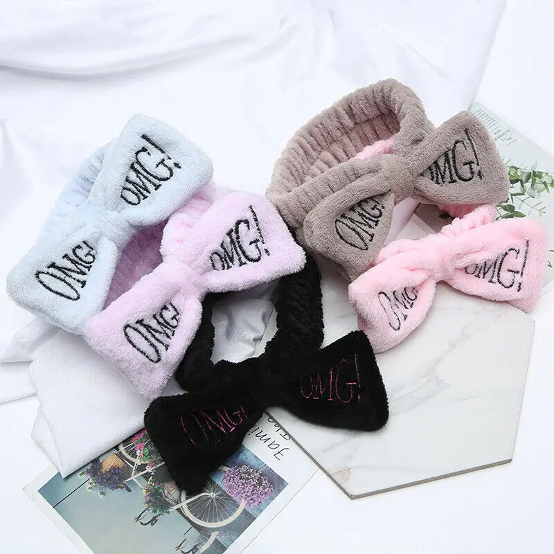 

New Colorful Letters Bow Coral Fleece Hairbands For Women Girls Headbands Bandanas Hair Bands Headwear Kids Hair Accessories