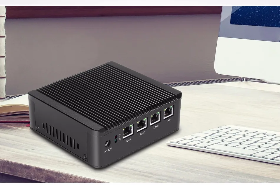 Pfsense мини ПК intel Celeron J1900 VGA часы собака брандмауэр промышленный безвентиляторный мини ПК 4* RJ45 1000 Мбит/с мульти LAN