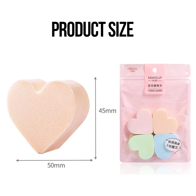 4 шт./компл. макияж губка сердце Форма безлатексный Материал косметический слойка