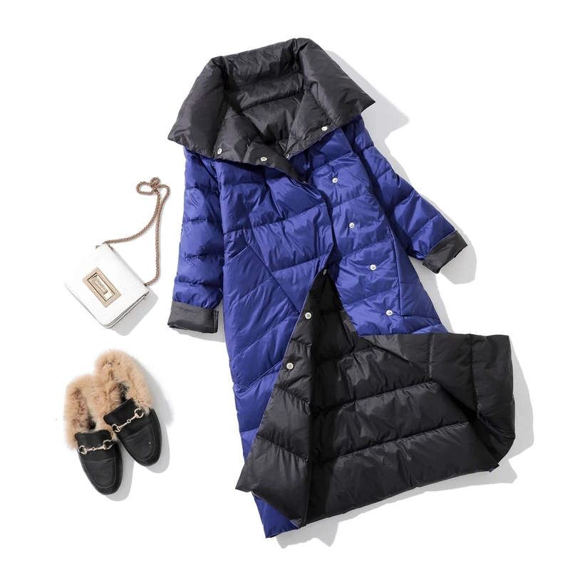 Парка женская двухбортная на утином пуху с высоким воротником зимняя 2021 | Женская