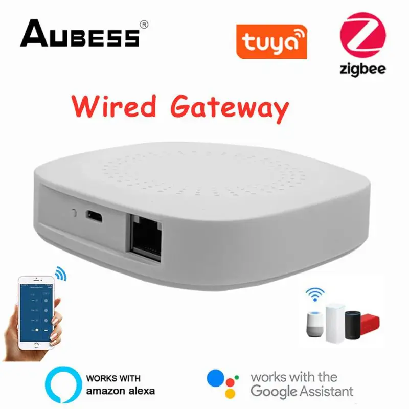 

Умный концентратор Aubess Tuya Zigbee 3,0, проводной мост шлюза 2,4 ГГц для дистанционного управления через приложение, работает с Alexa Google Home Assistant