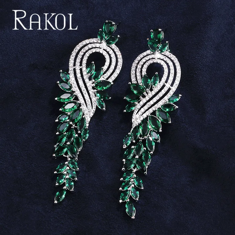RAOKIL, Новое поступление, винтажные длинные висячие серьги с кубическим цирконием для женщин, роскошное вечернее платье, ювелирные изделия RE53445K