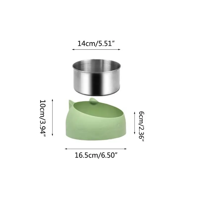 

Cute Cat and Dog Bowl Protection Cervical Vertebra 15 Degree Oblique Mouth Pet Stainless Steel Food Bowls