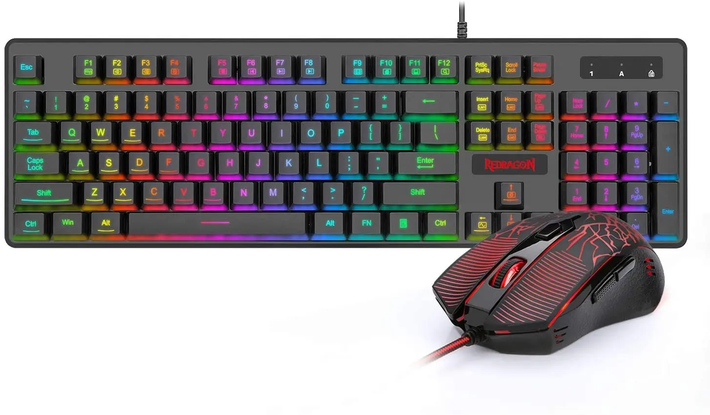

Игровая клавиатура и мышь Redragon S107, Проводная Механическая клавиатура со светодиодной RGB подсветкой, 3200 DPI, игровая мышь для Windows