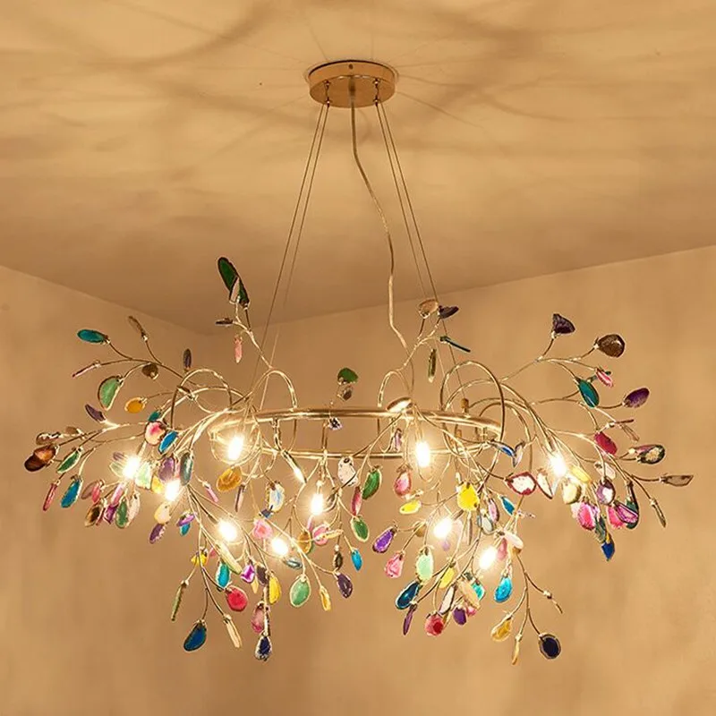 Светодиодные люстры с агатом в скандинавском стиле креативные романтические