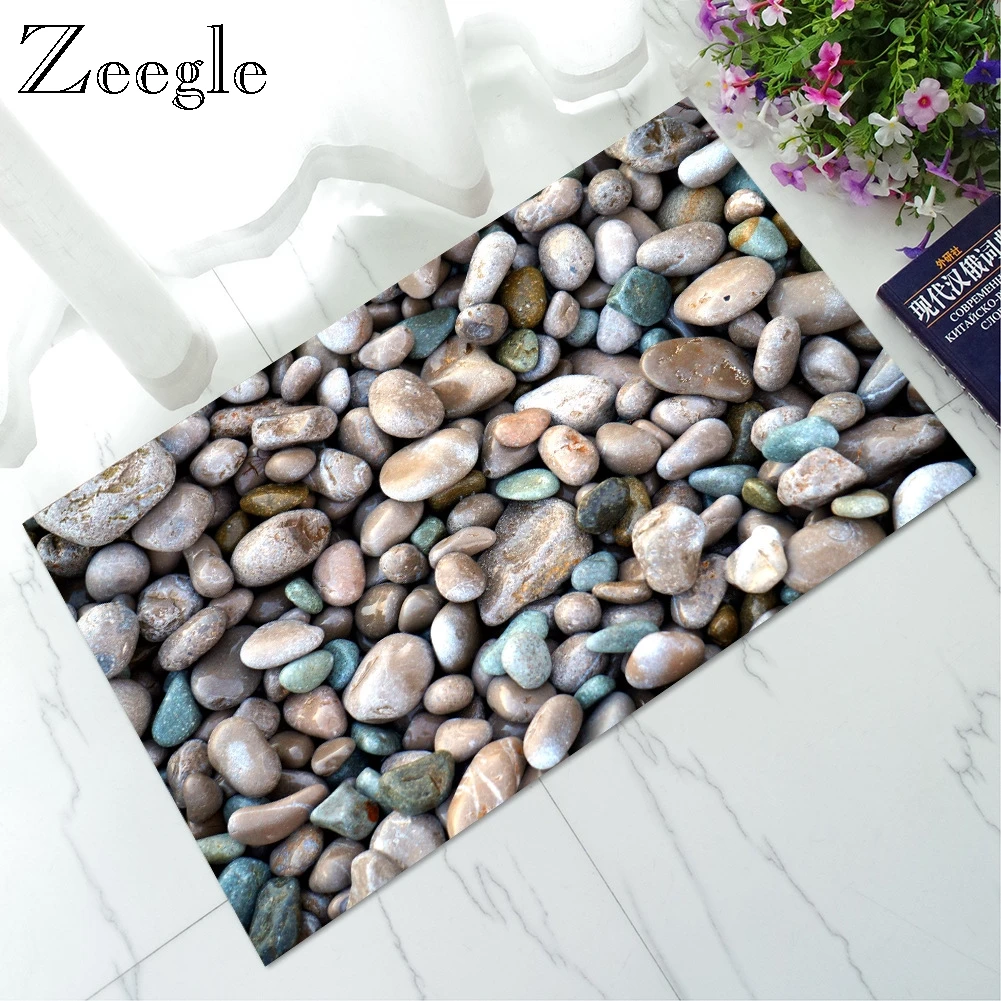 Zeegle 3D камень печатных Ванная комната коврик Кухня анти скольжения ковры коврики