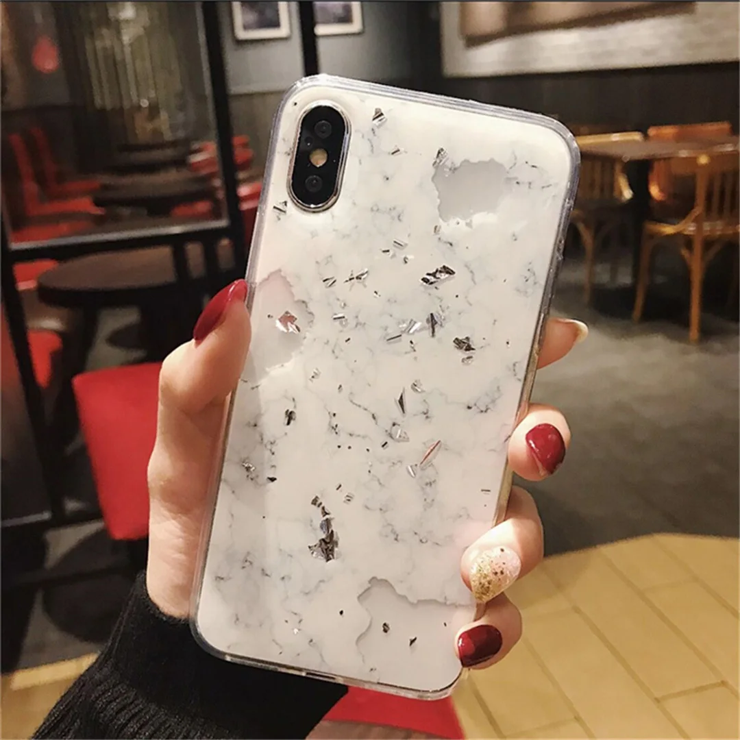 Золотая фольга Bling Чехлы под мрамор для iPhone 11 Pro X XS XR Max Мягкий ТПУ чехол для iPhone 7 8 6 6s Plus блестящая задняя крышка