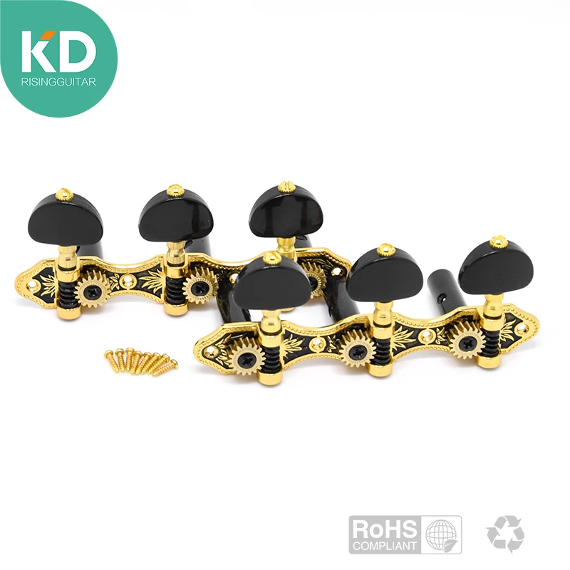 

2 PC per set High end Classical Guitar Tuning Pegs Machine Heads Black and gold color w/black button Vintage style guitar parts