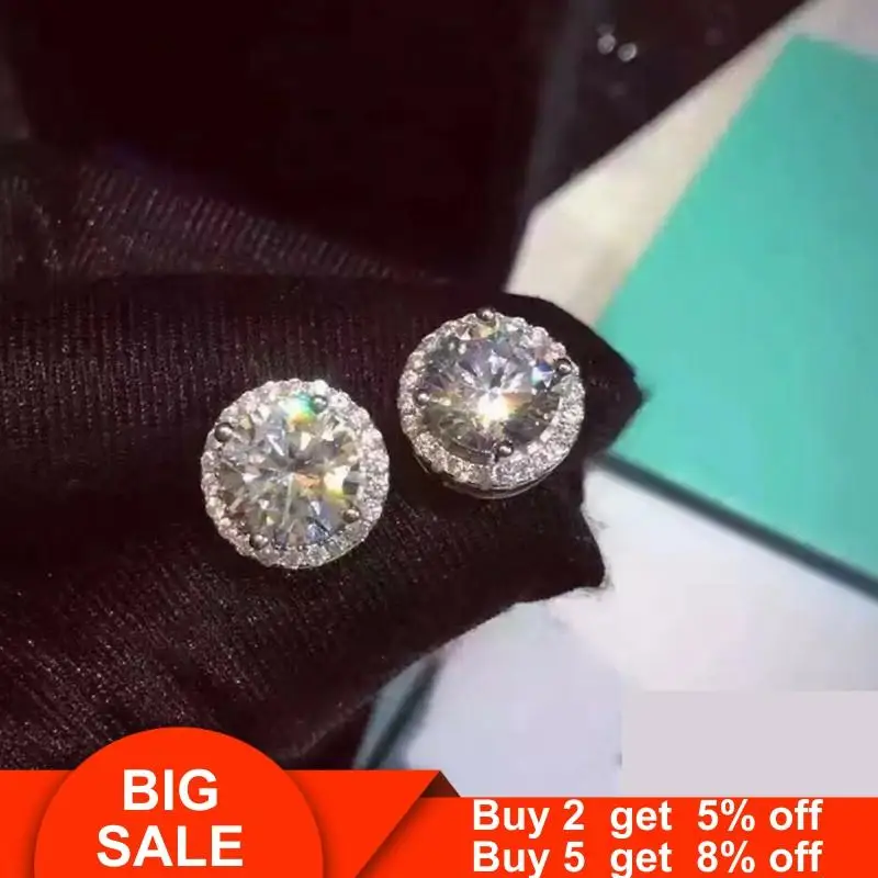 Браслеты с подвесками теннисные серьги гвоздики Earrring AAAAA cz реального 925 серебро