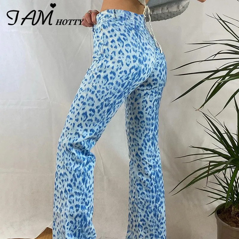 Y2K с леопардовым принтом брюки Капри для женщин в стиле хип хоп девочек 90s широкие