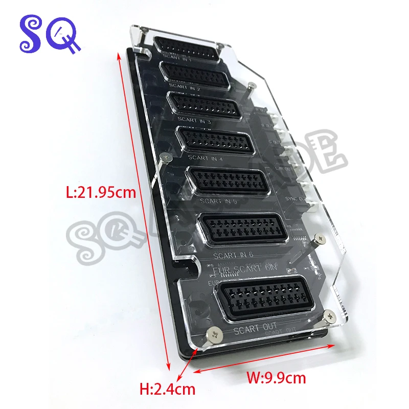 Видео мини распределитель Scart 6 в 1 акриловый чехол конвертер ЕС автоматический