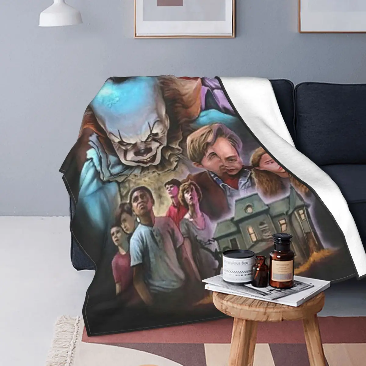 

Stephen King's It Blankets Fleece Spring/Autumn Ugly Multifunction Warm Throw Blanket for Bedding Office Bedding Throws