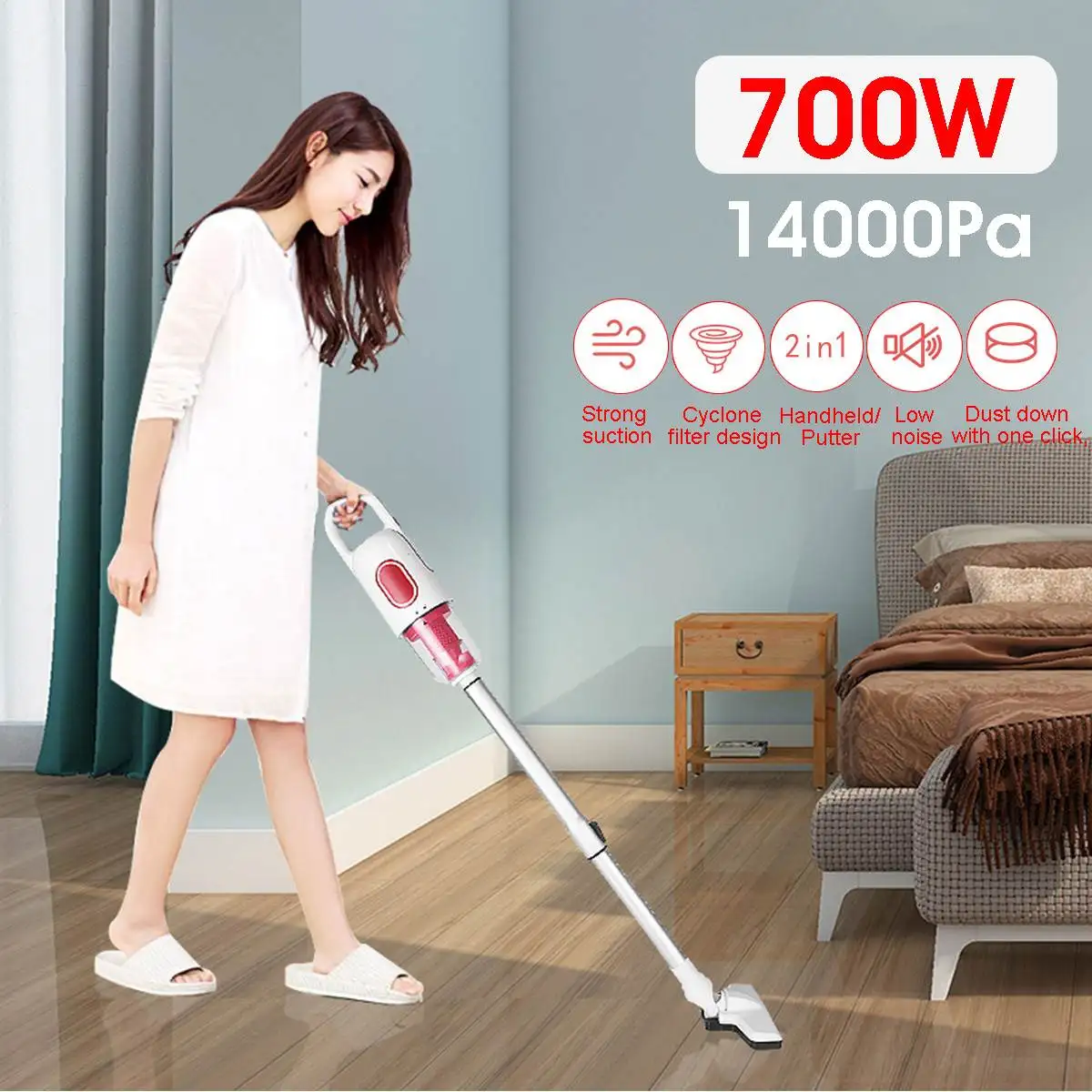 

Warmtoo 700W 110/220V 14000Pa Handheld 2in1 Vacuum Cleaner Portable Household Vacuum Cleaner Dust Collector Aspirator