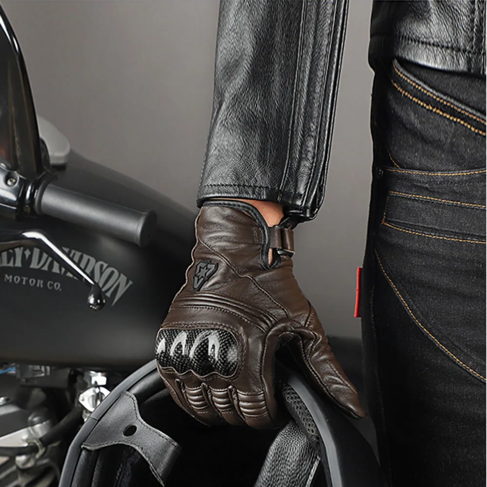 Мотоциклетные перчатки для верховой езды в стиле ретро из козьей кожи с