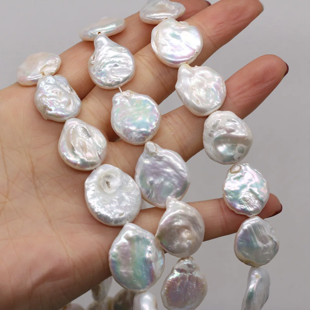 

100% Natural Freshwater White Button-shaped Pearl DIY Cute Charm Party Necklace Bracelet Jewelry Accessory Birthday Gift Making