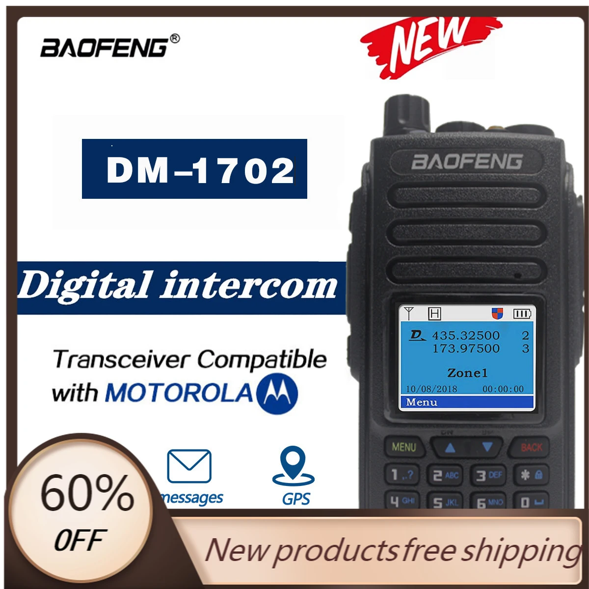 

Рация Baofeng DM1701 // DM-1702 с GPS, двухвременный слот, DMR, цифровой/аналоговый DMR репитер, обновление DM-1801 DM-1701 радио, 2021