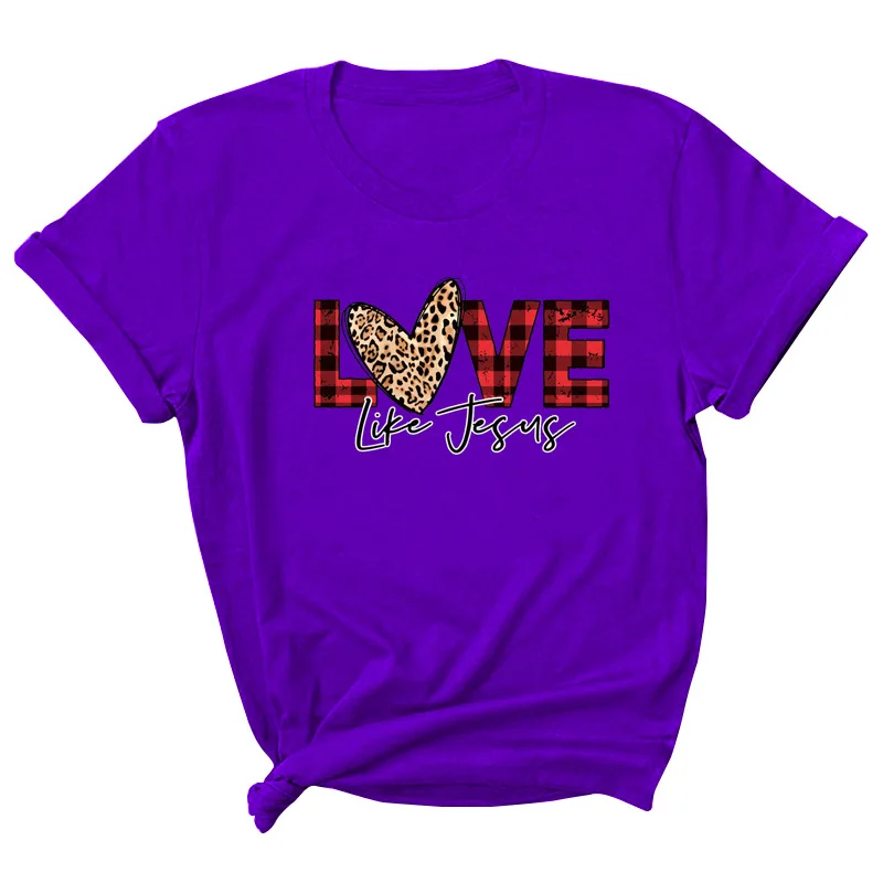 

Love Leopard Letter Print Women T Shirt Short Sleeve O Neck Loose Women Tshirt Ladies Tee Shirt Tops Clothes Camisetas Mujer
