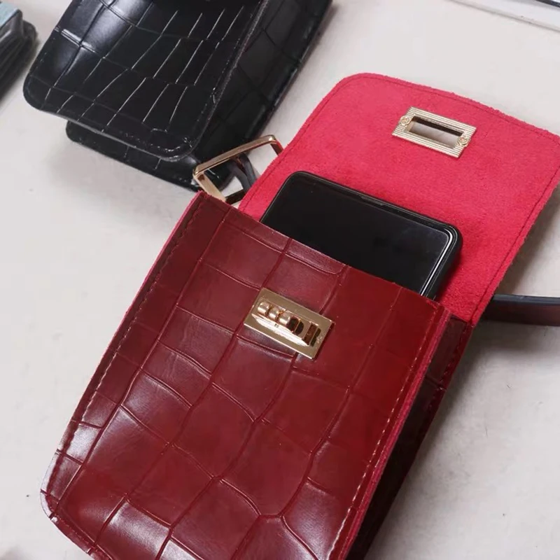 Женская поясная сумка из крокодиловой кожи черная красная верблюжья кожа