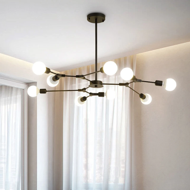 Modern Chandelier Magic Bean Molecular Light Gold Black Tree Nordic Kitchen Hair Salon Barber Shop Lighting |