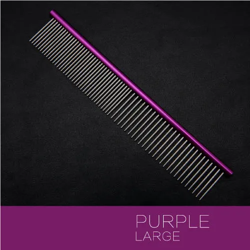 purple Fenice Высококачественная Расческа для собак, расчески для волос, профессиональная стальная Расческа для стрижки собак, кошек, щетка для чистки - Цвет: purple