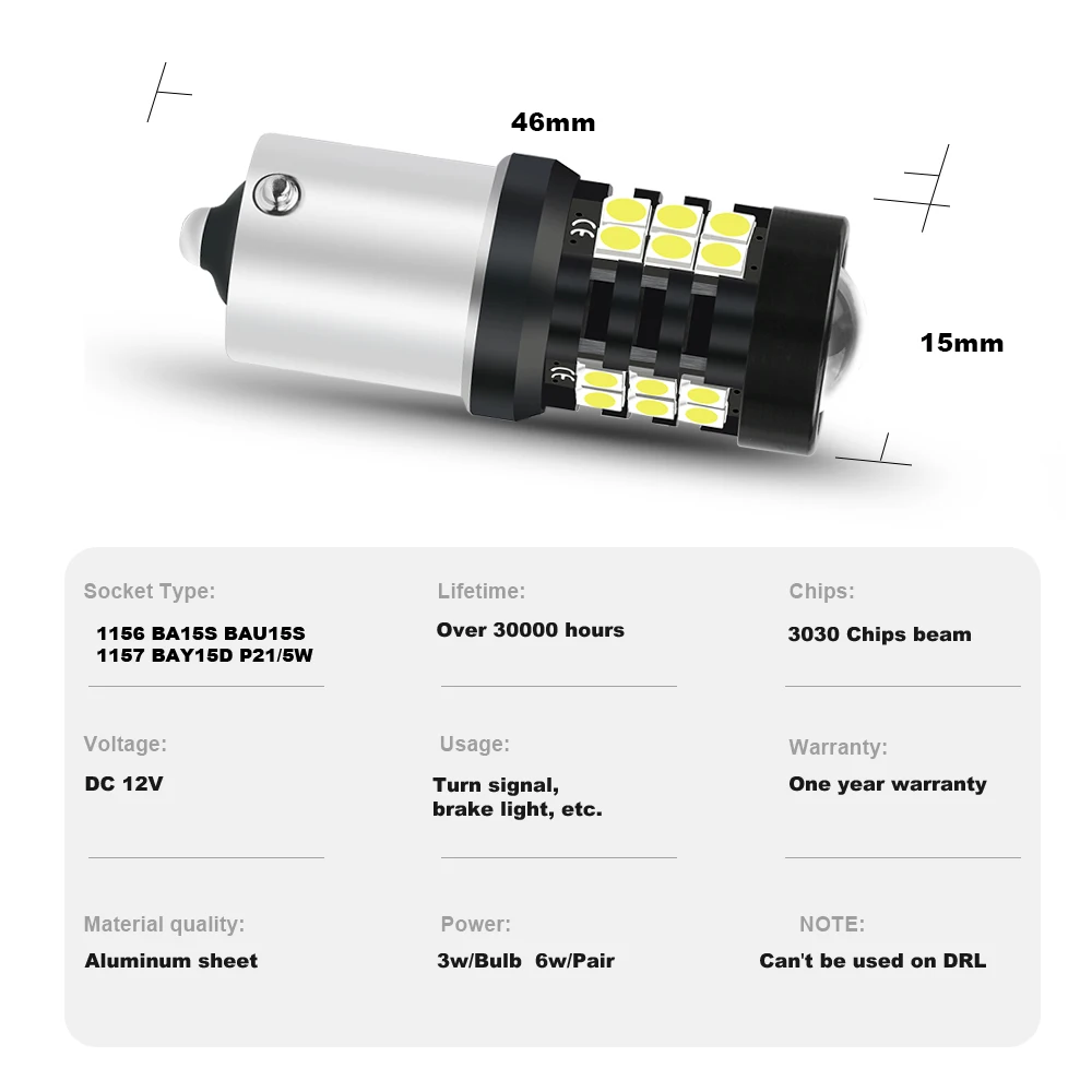 

ANMINGPU 2X Signal Lamp 1156 BA15S P21W Led PY21W BAU15S R5W 3030SMD BAY15D Led 1157 P21/5W Canbus Turn Signal Light Brake Light