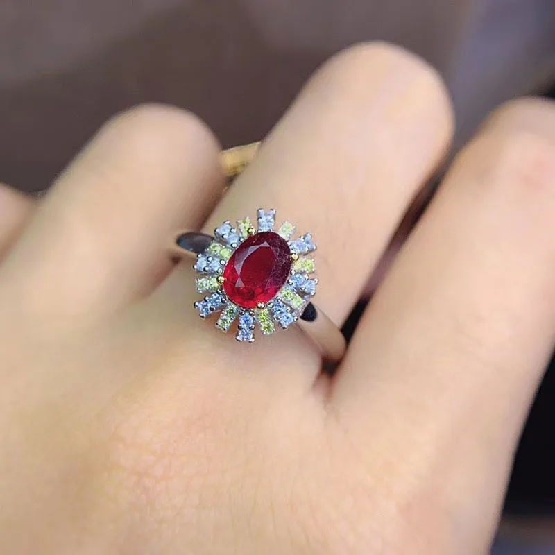 Классическое овальное милое кольцо с рубином для женщин Свадебное ювелирное