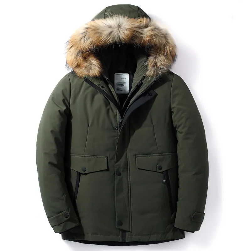 Новинка мужская зимняя куртка с большим меховым воротником и двойной молнией