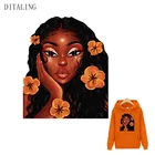 Красивая пластырь для африканской девушки, наклейка с цветами для девушек, термонаклейка на одежду, A-Level, термонаклейка на куртку, одежду