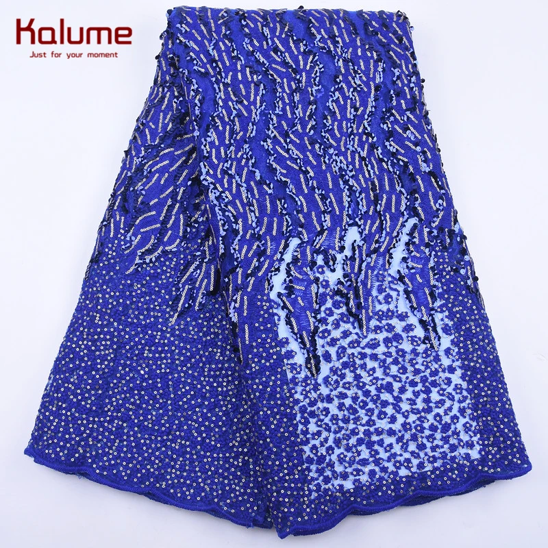 Kalume новейшие африканские блестки кружевная ткань фиолетовая французская Сетка